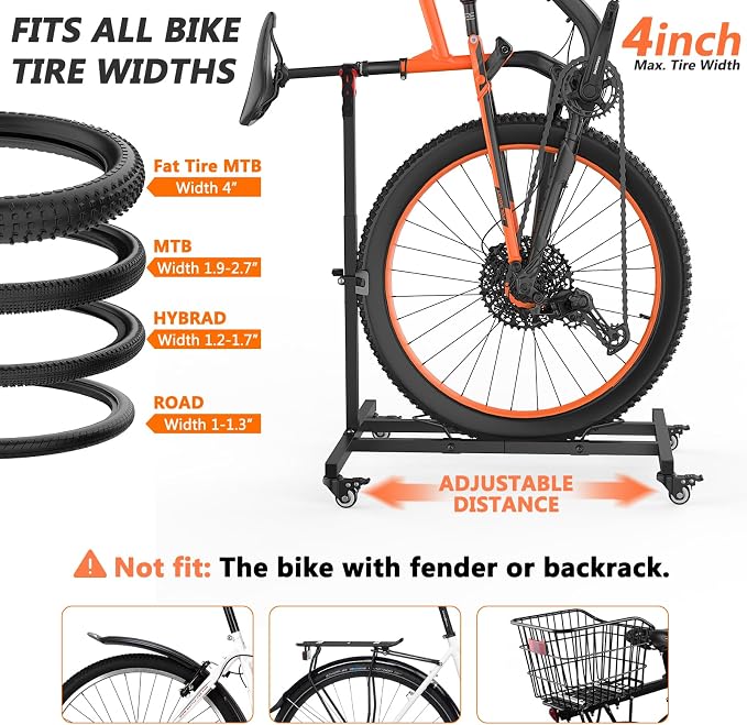 Vertical Bike Stand,Freestanding Space-Saving Bike Rack with Adjustable Height for Wheels Sizes up to 29”,Indoor Bike Storage Rack for Garage & Apartment,Upright Bicycle Floor Holder for MTB Road Bike