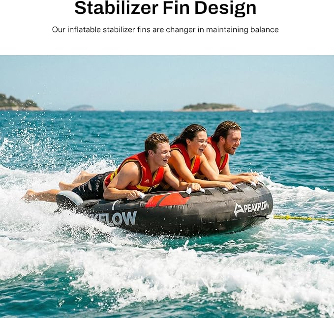 PEAKFLOW Towable Tube,Boat Tube,1-3 Person,Tubes for Boating,PVC Liner and Full Nylon Cover,Lake & Ocean Fun