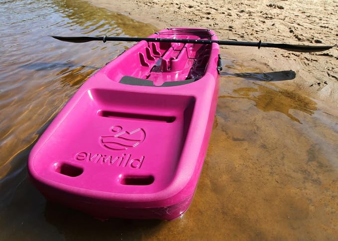 Evrwild Kids 6.5ft Kayak with Paddle, Lightweight Premium & Stable, 3-Level Footrest, Sit On Top for Youth to Teen Up to 130lbs