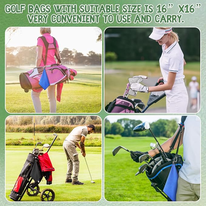 Batiyeer 30 Pcs Bulk Golf Towels for Golf Bags 16'' x 16'' Microfiber Fabric Golf Towel Waffle Pattern with Clip for Bags Men Mini Tournament Fitness Yoga Camping(Black, Blue, Gray)