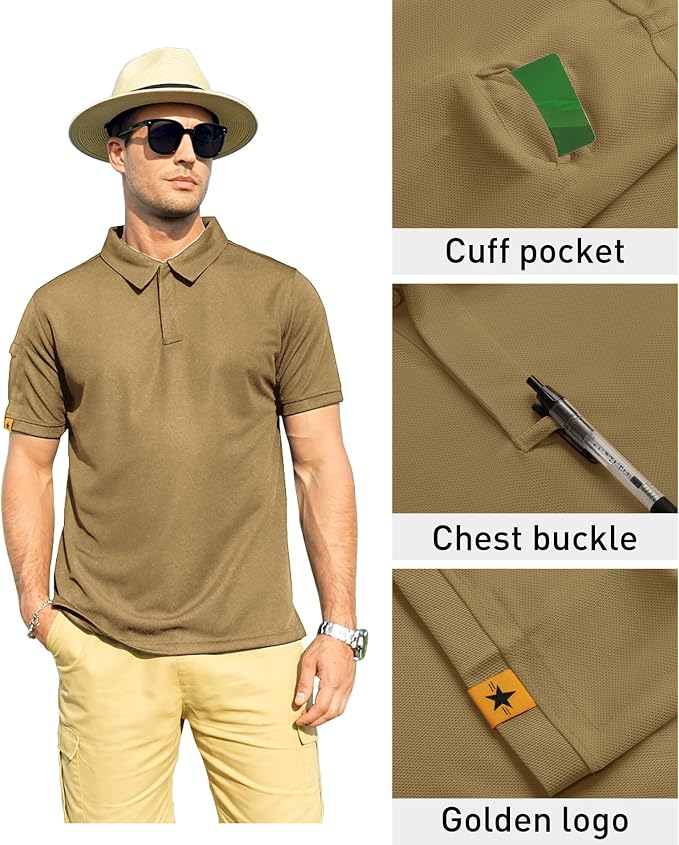 ZITY Mens Polo Shirt Short Sleeve Sports Tactical T-Shirt Athletic Golf Polos Daily Casual Stylish Collared Shirts for Men