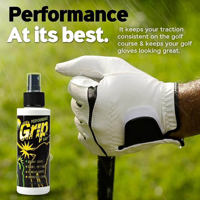 Performance Grip Spray for Golf – Club Grip Cleaner Boosts Traction, Rejuvenates & Extends Grip Life – Ideal for Golf Shoes, Clubs & Gloves (8oz - 2 pack)