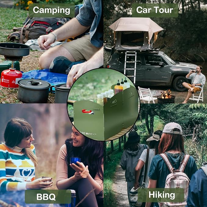 Stove Windscreen - Folding Camping Stove Windshield 4 Plates Stainless Steel Stove Windscreen with Shelf Board for Outdoor, Picnic, Backpacking and Cooking Green, Large, SW-01-Grn