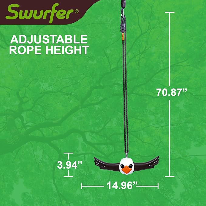 Swurfer Ninja Twister Swing Spins Set - 360° Twist Spin Toy, Swing Set Accessories for Backyard, Kids Outdoor Toys, Playground Hang Toys, Easy Install, Adjust Height, Durable, Up to 300lbs, Hawk