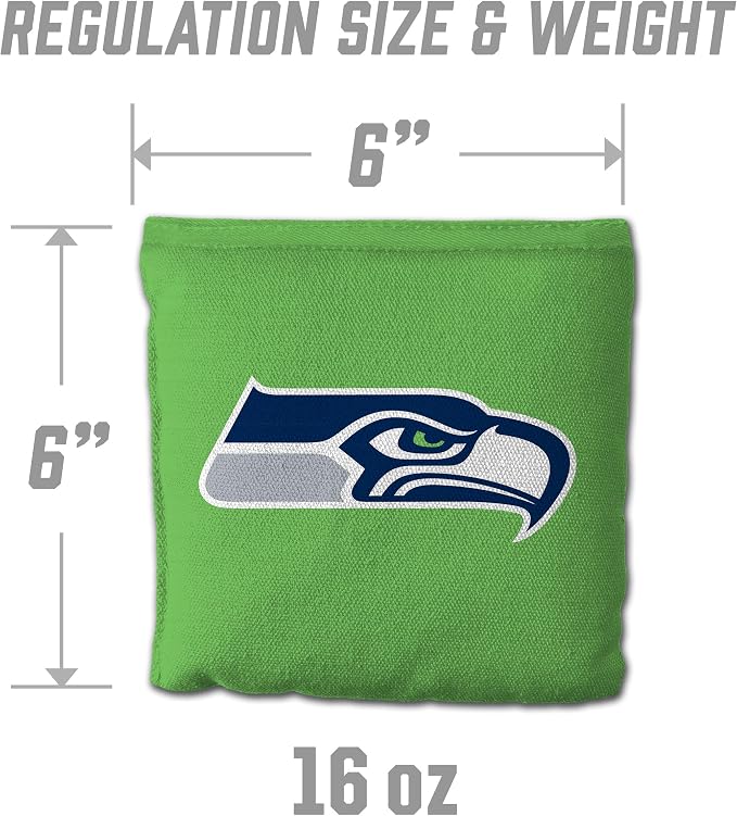 YouTheFan Officially-licensed NFL Set of 8 Cornhole Bags - All Weather Dual Sided Slide & Stop - regulation size
