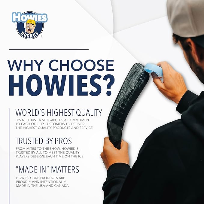 Howies Hockey Tape | 6-Pack Combos of Cloth Stick Tape (White/Black) & Shin Pad Tape (Clear) | Pro Grip & Durability | Made in USA