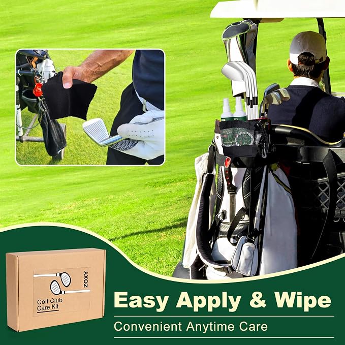 Golf Club Cleaning Kit–Clean, Polish, and Restore Irons, Drivers, Putters, Instant Rust, Buildup, Scuff–Golf Club Polishing Kit with Golf Club Cleaner, Polish, Solvent–Golf Accessories