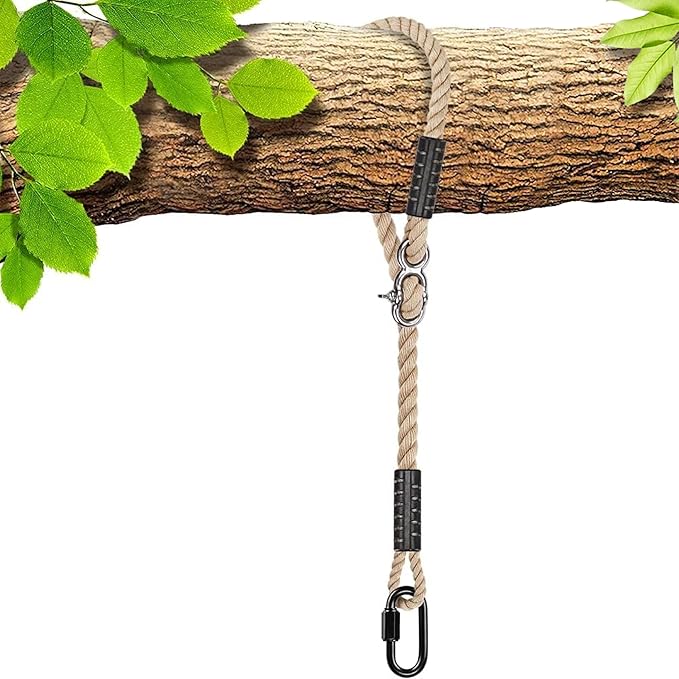 SELEWARE Tree Swing Rope Hammock Tree Straps hanging Kit, Adjustable Rope Fast & Easy to Hang Hammock Chair Swing for Indoor Outdoor Tree Branch Camping Playground Accessories (Beige, 80 Inch, 1 Pack)