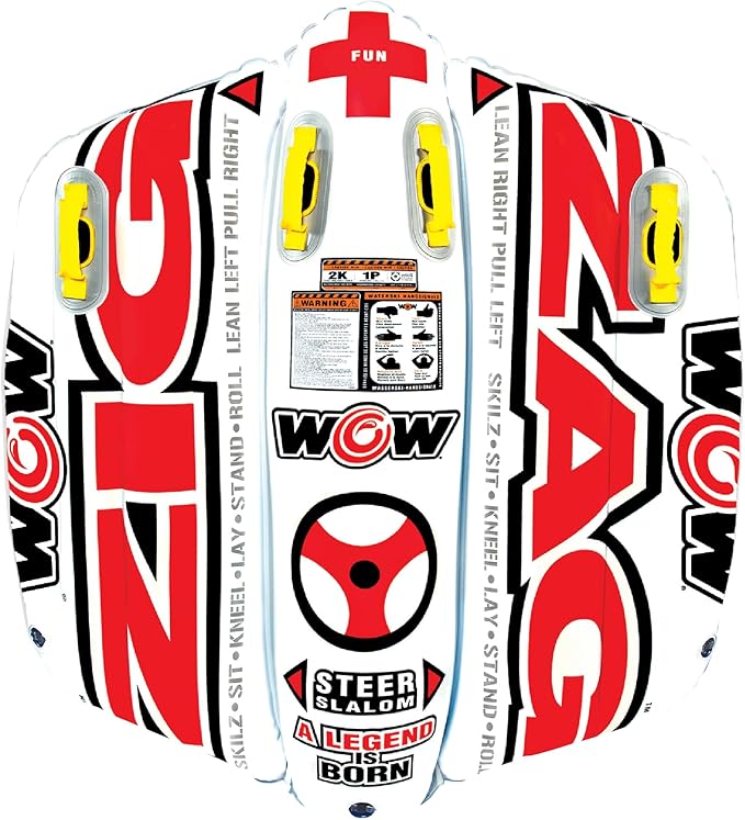Wow Sports Zig Zag Towable Inflatable Tube for Boating - 1 to 2 Person Towable - Steerable Tubes for Boating