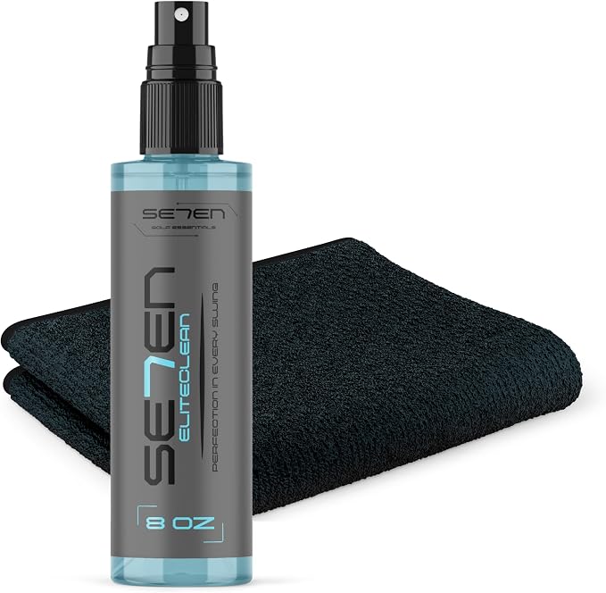 SE7EN EliteClean Golf Grip Cleaner Spray - Restores Tackiness & Control, Removes Sweat & Dirt, Golf Club Grip & Pickleball Paddle Cleaner, Safe for Sports Equipment, Includes Microfiber Towel (1 Pack)
