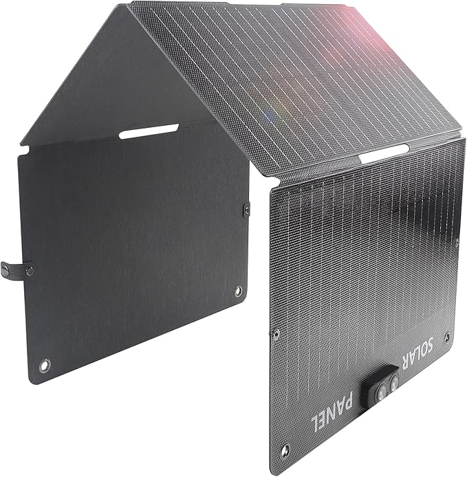 EYONGPV 55W Foldable Solar Panel Charger with Owl-Eye LED, USB-C & USB-A DC Fast Charging, Portable Solar Charger for Camping, Hiking, RV, Outdoor, Compatible with iPhone, iPad, Samsung Galaxy, GPS
