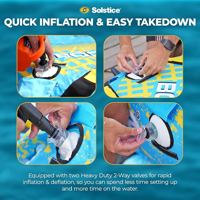 SOLSTICE 2-Person Inflatable Boomerang Towable with Front & Rear Tow Points - Versatile High-Speed Tube for Lake, River, Beach & Swimming Pool, 14 Handles & Built-In Backrests