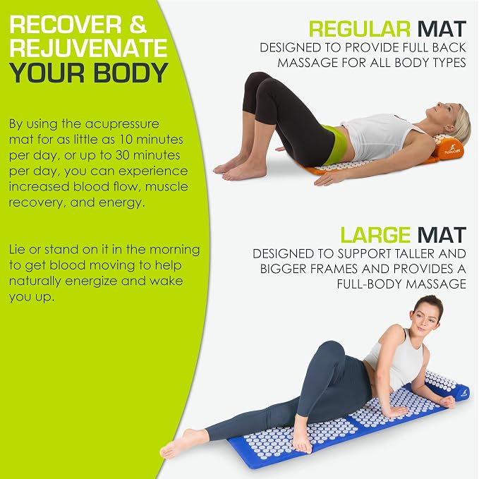ProsourceFit Acupressure Mat and Pillow Set for Back/Neck Pain Relief and Muscle Relaxation
