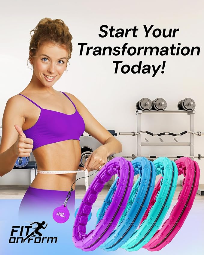 FIT ON FORM Infinity Weighted Hula Hoop for Adults Weight Loss, Smart Exercise Hola Circle Hoop for Women Abs Workout