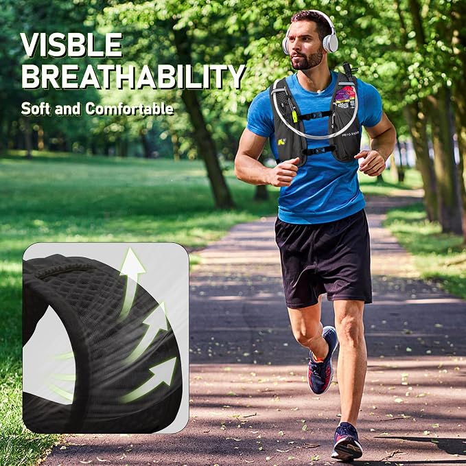 N NEVO RHINO Running Vest, Hydration Vest Pack, Lightweight Hydration Backpack with 1.5L Water Bladder for Hiking, Trail,Cycling,Bike,Marathons for Women Men