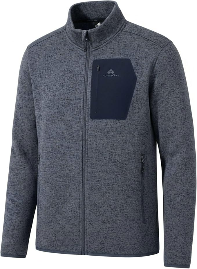 Pioneer Camp Men's Fleece Jackets Full Zip Lightweight Winter Warm with Zipper Pockets Athletic Camping Outwear Coat
