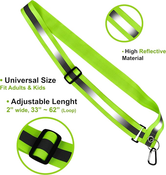 Bulk 10 Pack - Safety Reflective Sash for Walking at Night Adjustable Safety Sash for Men Women Kids Reflective Belt Sash for Running Walking Biking