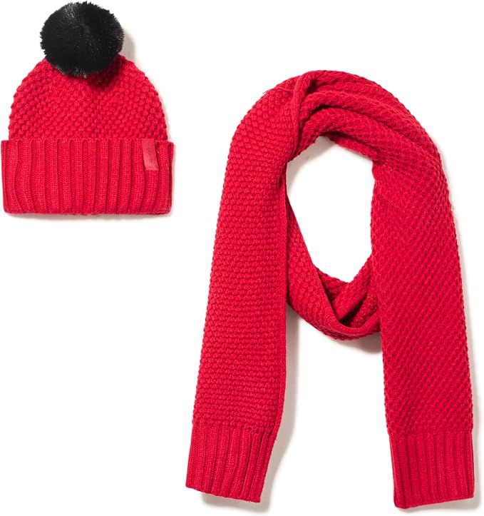 Calvin Klein Women's Chunky Waffle Knit Beanie and Scarf Set