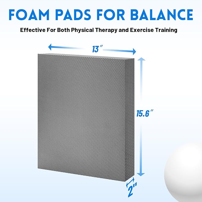 Exercise Balance Pad-15.6"x13" Non-Slip Stability Trainer Pad, 2 Inch Thick Foam Exercise Pad for Physical Therapy, Yoga, Core Training & Stability Training