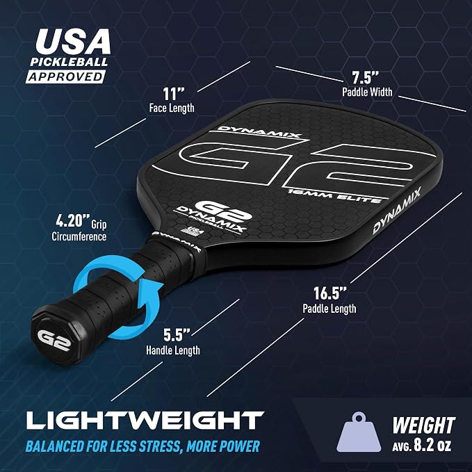 Carbon Fiber Pickleball Paddle 16mm G2, USAPA Approved Raw Carbon Gen2, Pro-Grade Thermoformed Pickleball Racket, Elite Pickle-Ball Paddle for Control, Power & Spin