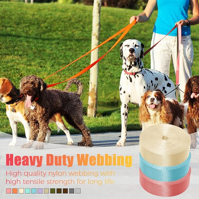Nylon Webbing 1 Inch 1.5 Inch, 12 Rolls Webbing Strap for Bags, Pets, Climbing Outdoors Indoors Crafting DIY