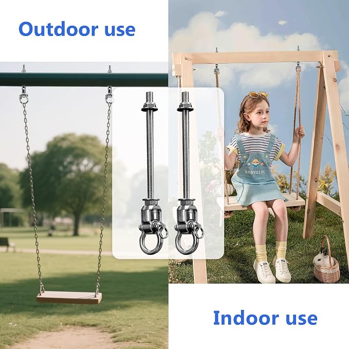 4 Heavy Duty Swing Hangers 360° Bearing Stainless Steel Swing Hooks 1000LBS Capacity Playground Sandbag Hammock Chair Porch Swing