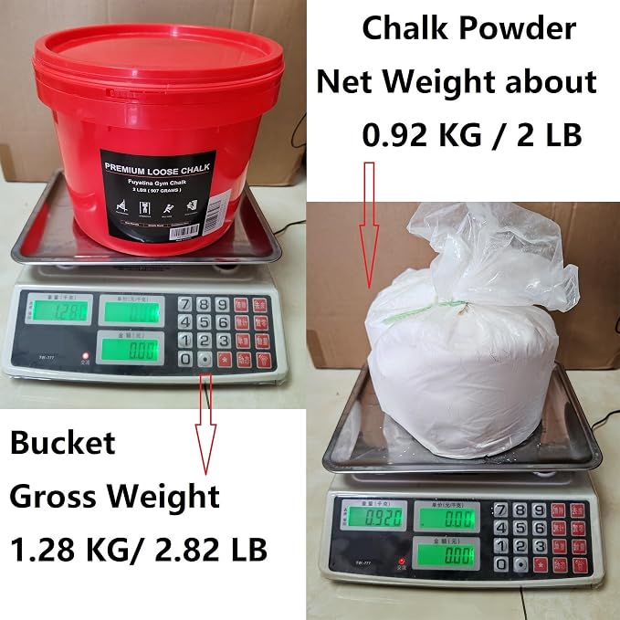 Fuyatina 2LBS Bucket Loose Gym Chalk, Professional Climbing Chalk, Includes 2LBS Premium Chalk Powder 2 Chalk Bags, Multi-Purpose for Rock Climbing Chalk, Gym Chalk, Weight Lifting Chalk and Workouts