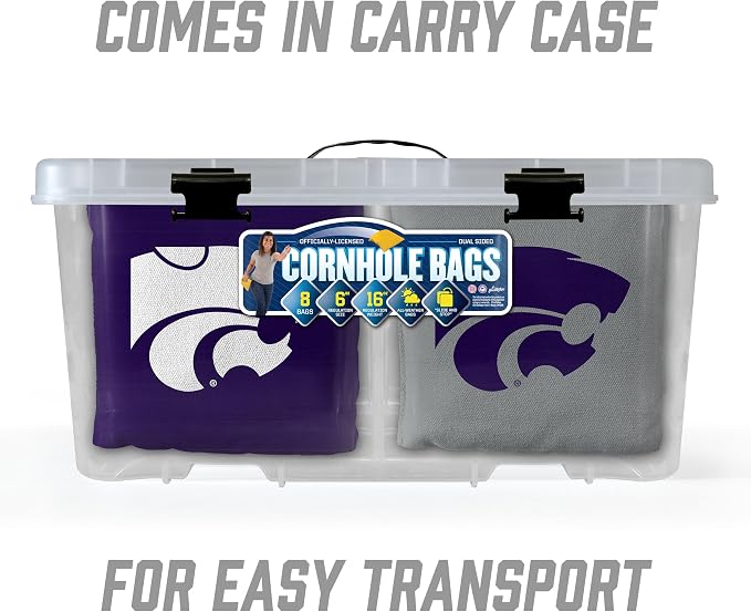 YouTheFan Officially-Licensed NCAA Set of 8 Cornhole Bags - All Weather Dual Sided Slide & Stop - Regulation Size with Carry case