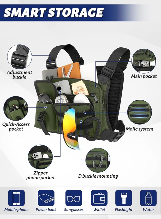 Chest Bag for Men Women, Lightweight Utility Running Chest Pack for Sports with Phone Holder for Sports Workout Jog