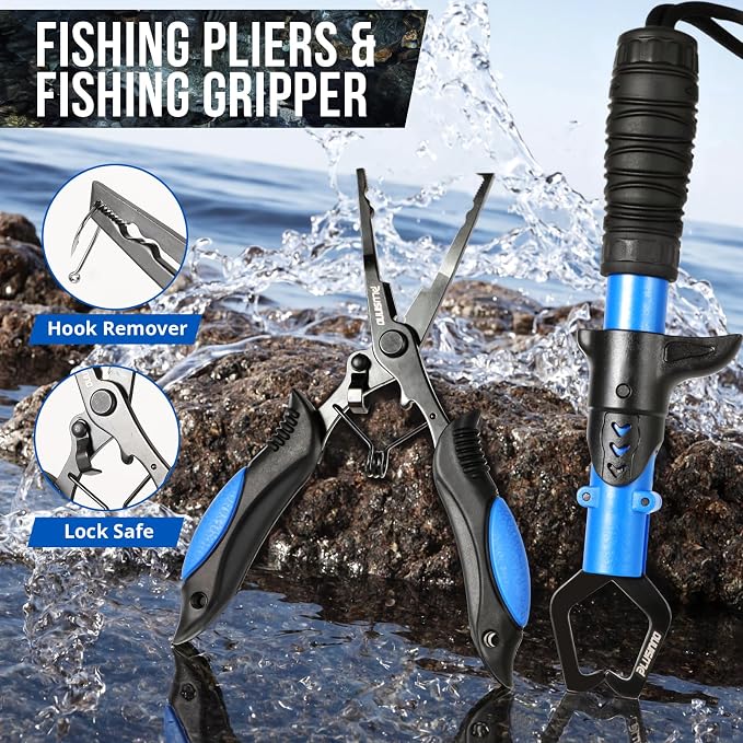 PLUSINNO Fishing Backpack with Floating Fishing Net, Tackle Boxes, Waterproof Sling Tackle Bag For Fish Gear With Rod Holder, Gifts for Men