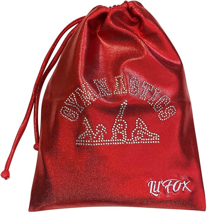 LIL'FOX 8"x10" Drawstring Gymnastics SMALL GRIP BAG 26x20cm - Lightweight Bag for Personal Equipment - Shiny Foil Rhinestones