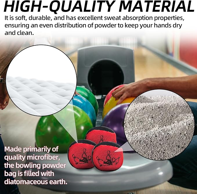 TonGass Microfiber Ultra Dry Bowling Grip Ball, Microfiber Bowling Grip Bags, Bowlings Powder Bag for Hands Use - Black & Red