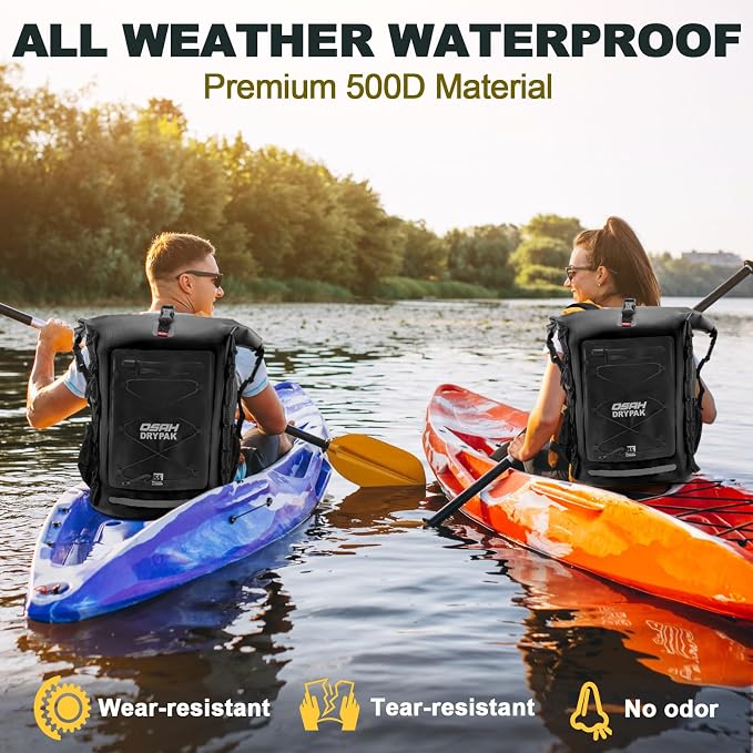 OSAH DRYPAK Waterproof Backpack Dry Bag 35L/55L/85L– Heavy Duty Roll-Top Hiking Backpack for Travel, Kayaking, Boating, Camping, Rafting and Fishing