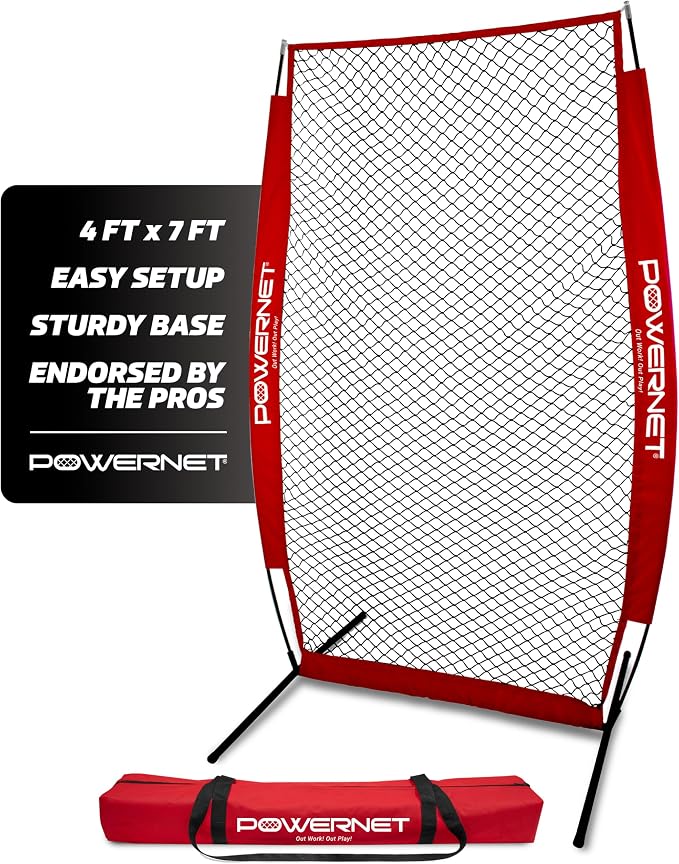 PowerNet Baseball Training Equipment Baseball Net, Portable Softball Batting Practice Pitching Screen, 7-FT I-Screen or A-Frame Pitching Net