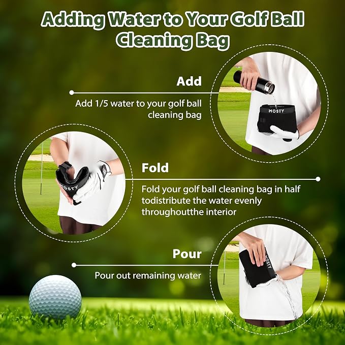MOSTY Golf Club & Ball Cleaner Bag,Durable Golf Club Cleaning Kit and Ball Washer Pouch,Club Cleaner for Golf Bag, Golf Gifts for Men Women Golfers Him Unique, Essential