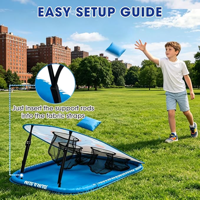 Pool Cornhole Board Set, Corn Hole Games Floating for Adults, 3ft x 2ft Cornhole Set Game Water and Land Dual-Use, Swimming Pool Toys for Family, Portable Beach/Lawn/Lake Toys