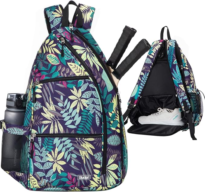 Sucipi Pickleball Bag - Men's & Women's Pickleball Backpack, Adjustable Sling Bag w/Fence Hook/Large Capacity/Safety Pocket