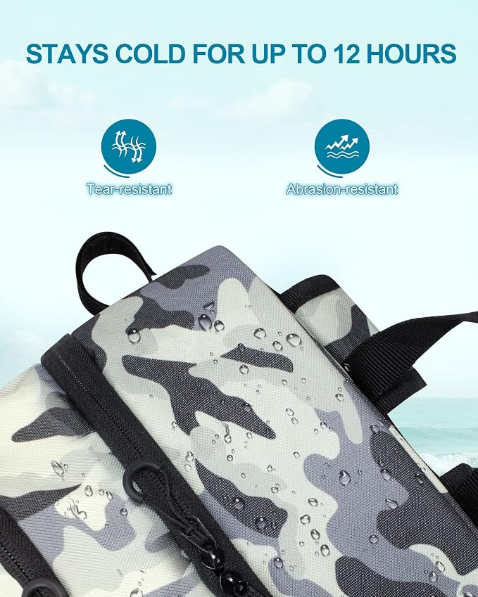 HXLGMD Fishing Backpack with Rod Holders, 43L Large Water Resistant Tackle Bag Storage Gear and Equipment with Cooler for Men Fishing, Camping, Hiking, Grey