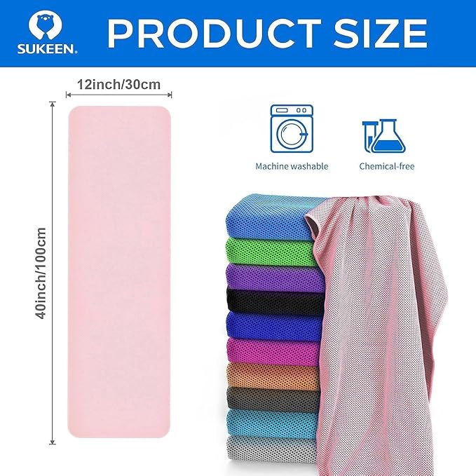 Sukeen 6 Pack Cooling Towels (40"x12") for Neck and Face, Ice Towel for Hot Weather, Soft Breathable Chilly Gym Towels, Cooling Towel for Work Out, Yoga, Running, Camping & More Activities