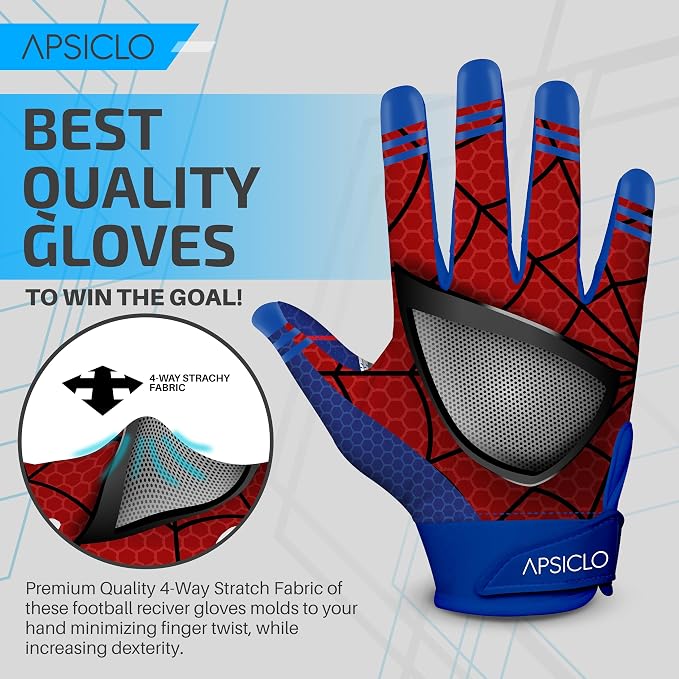 Sticky Football Receiver Gloves Silicone Grip Youth & Adult Sizes