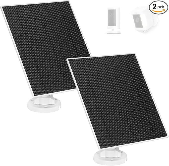LIYVZ 5W Solar Panel for Ring with 8000mAh Battery, Compatible with Ring Spotlight Cam Plus & Stick Up Camera Solar Panel for Ring Camera, 2 Pack