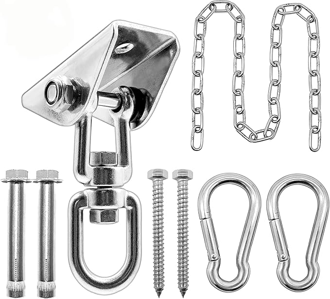 Hammock Hanging Kit with Swing Chain 39inch, 1000lbs Capacity Hanging Hooks Heavy Duty 360° Swivel for Yoga, Chair, Tree, Indoor & Outdoor Gym
