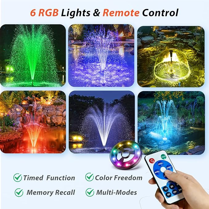 Antfraer Pond Filter with U-V Clarifier, 660GPH Pond Pump and Filter Kit & RGB LED Lights, All-in-One Submersible Pond Fountain for Outdoor Ponds, Koi Ponds, Water Gardens with Remote Control