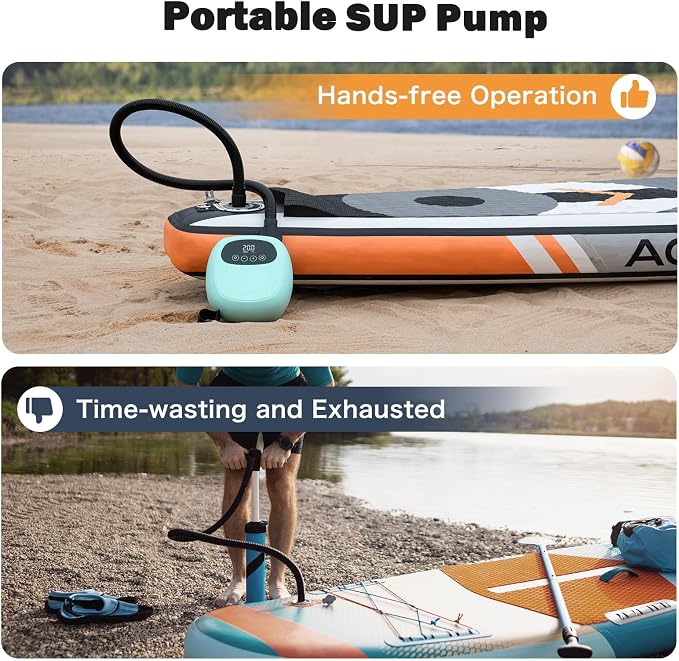 dwndpump Electric Paddle Board Pump, Rechargeable 20PSI SUP Pump, Dual-Stage Inflation and Deflation Sup Air Pump, Portable Electric Pump for Kayaks, Wind Wings, SUPs