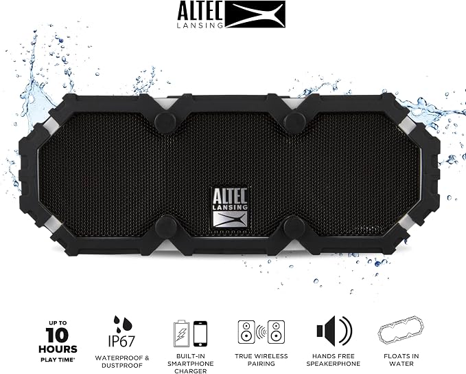 Altec Lansing Mini LifeJacket 2 - IP67 Waterproof Floating Bluetooth Speaker For Pool And Travel, Shockproof and Snowproof Portable Speaker for Outdoor, 30ft Range and 10 Hour Playtime