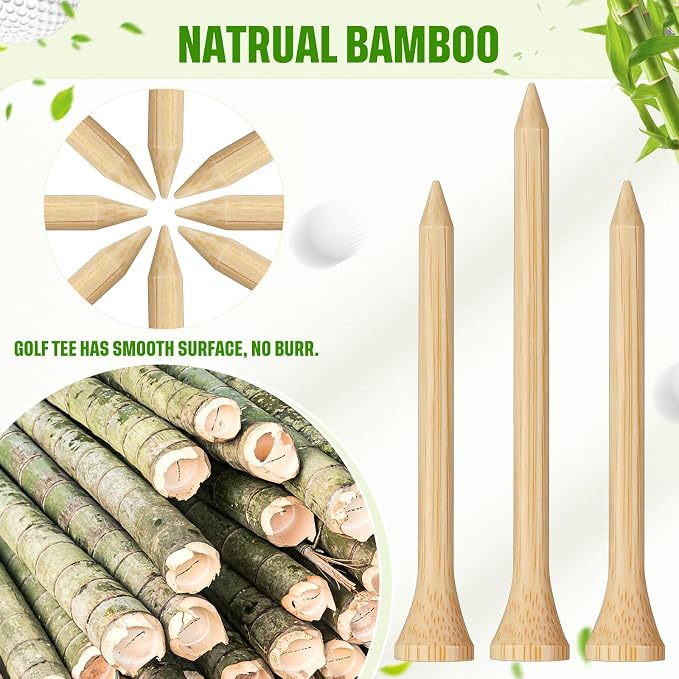 Mudder Golf Tees Bulk Wooden Bamboo Golf Tees Multicolor Wood for Men Balls Accessories