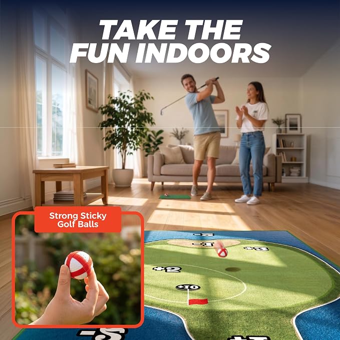 TOY Life Golf Chipping Game Set –Golf Sticky Battle Mat with 20 Sticky Balls & Hitting Mat, Fun Backyard Chip Game for Adults & Kids, Indoor/Outdoor Play