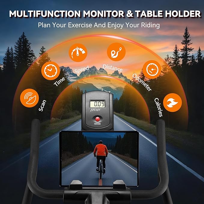 Wenoker Exercise Bike,Indoor Spin Bike with Adjustable Resistance Bluetooth Fitness App, 350 LBS Heavy Duty Frame,Smooth Quiet Belt Drive, Adjustable Handlebars & Seat with Transport Wheels