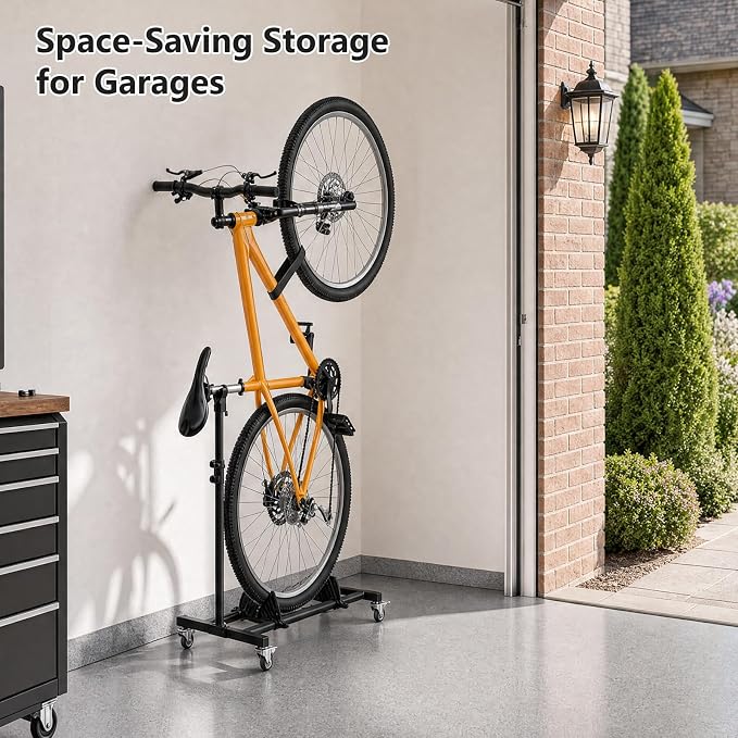 Vertical Bike Stand, (3 Pack) Space Saving Indoor Bicycle Storage Rack with Wheels for Garage & Apartment, Freestanding adjustable Holder Fits Most Road, Mountain & Hybrid Bikes up to 29"