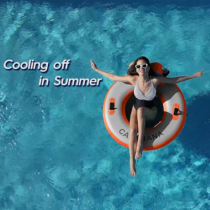 CALOBANA Round Floating Ring Inflatable Water Hammock Heavy Duty River Floats Lake Raft for Adults Tanning Pool Lounger Float Island Platform Pad Mat for Party